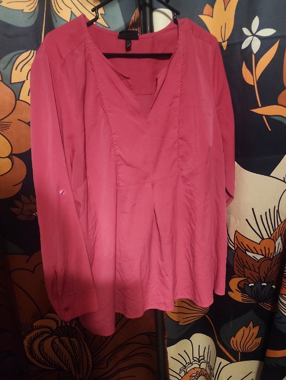 Lane Bryant Rose Pink V-Neck Long Sleeve Blouse